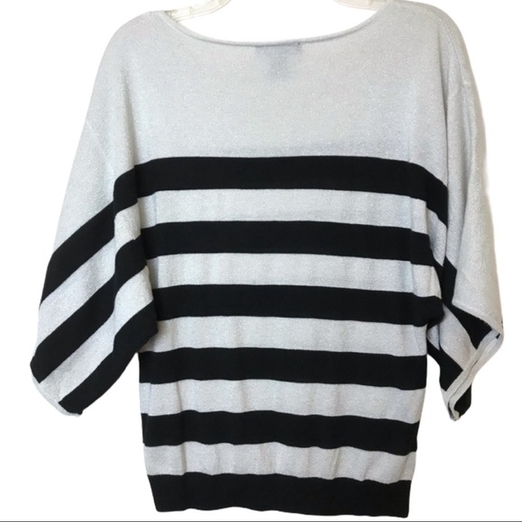 INC International Concepts Black Silver Striped Dolman Sleeve Top Size S - Picture 4 of 4